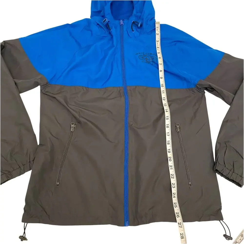Disney Parks Unisex Size Small Windbreaker Jacket Blue and Grey with Hoodie